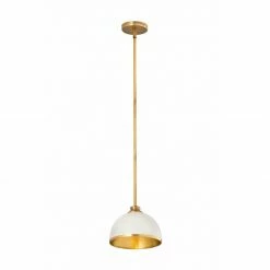 Z-lite Landry 10" Pendant | Matte White + Rubbed Brass