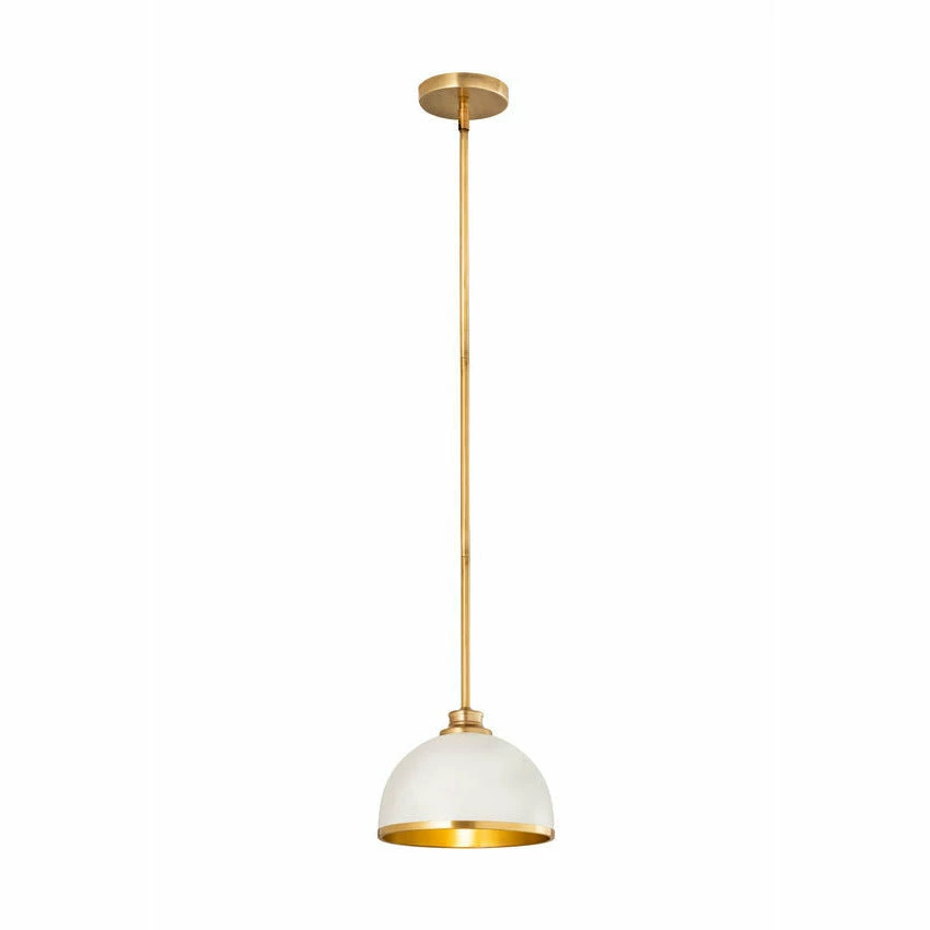 Z-lite Landry 10" Pendant | Matte White + Rubbed Brass