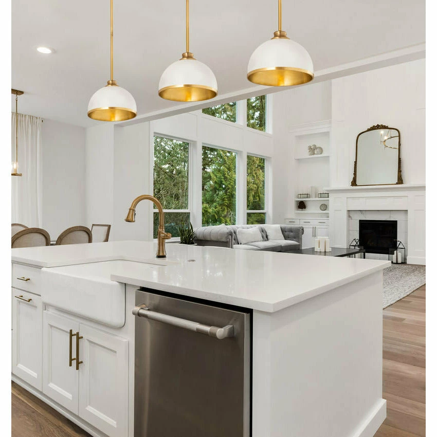 Z-lite Landry 10" Pendant | Matte White + Rubbed Brass