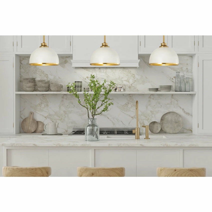 Z-lite Landry 10" Pendant | Matte White + Rubbed Brass