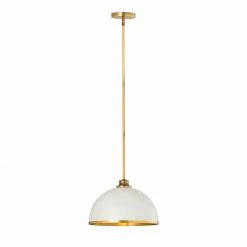 Z-lite Landry 14" Pendant | Matte White + Rubbed Brass