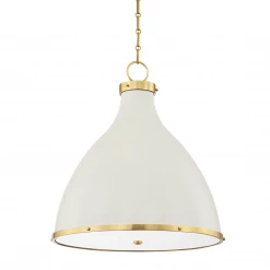 HVL - Hudson Valley Lighting Painted III Pendant | Large Brass/Off-White