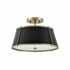 Hinkley Lighting Clarke Semi Flush | Warm Brass/Matte Black