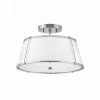 Hinkley Clarke Semi Flush | Polished Nickel/ White Lighting