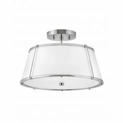 Hinkley Clarke Semi Flush | Polished Nickel/ White Lighting