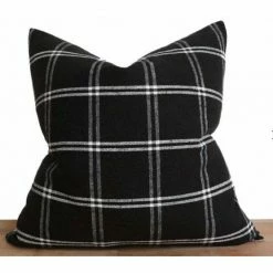 Stitched By Grace West Pillow | Black Grid Decor