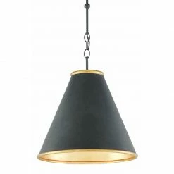 Currey And Co Pierre Pendant | Small Black/Gold