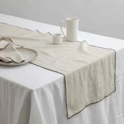 Cultiver Pure Linen Edged Runner Medium | Slate Tableware