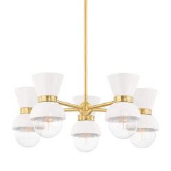 HVL - Mitzi Gillian Pendant | Brass/Ceramic Gloss Cream
