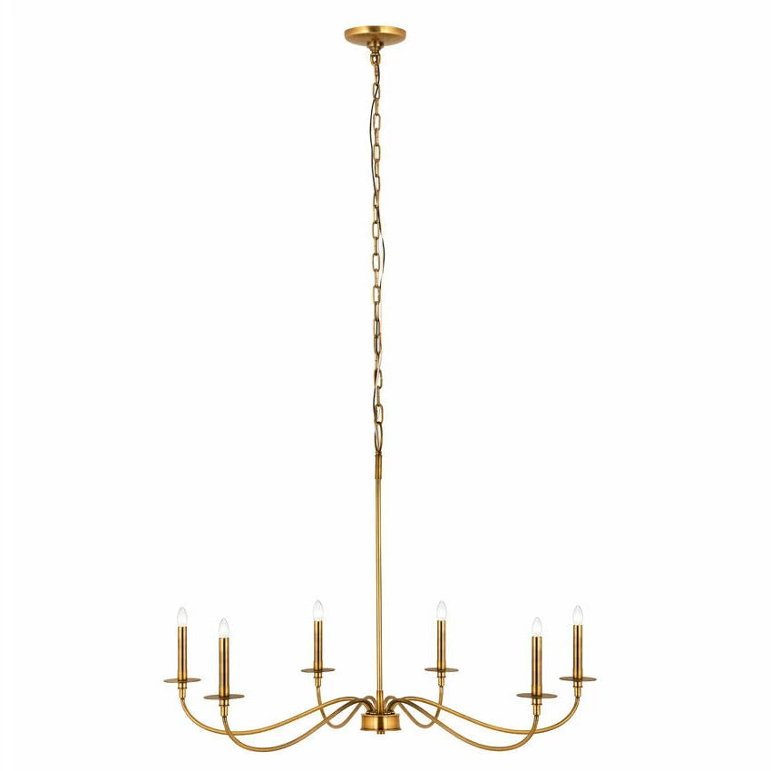 Z-lite Arrington 6 Light Chandelier - 42" | Rubbed Brass Lighting