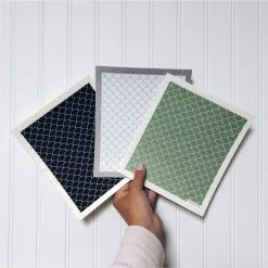 Ten And Co Sponge Cloth | White/Grey Scallop