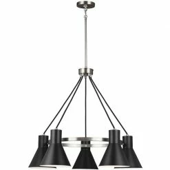 Generation Lighting Pendants Towner 5-Light Chandelier | Brushed Nickel/Black
