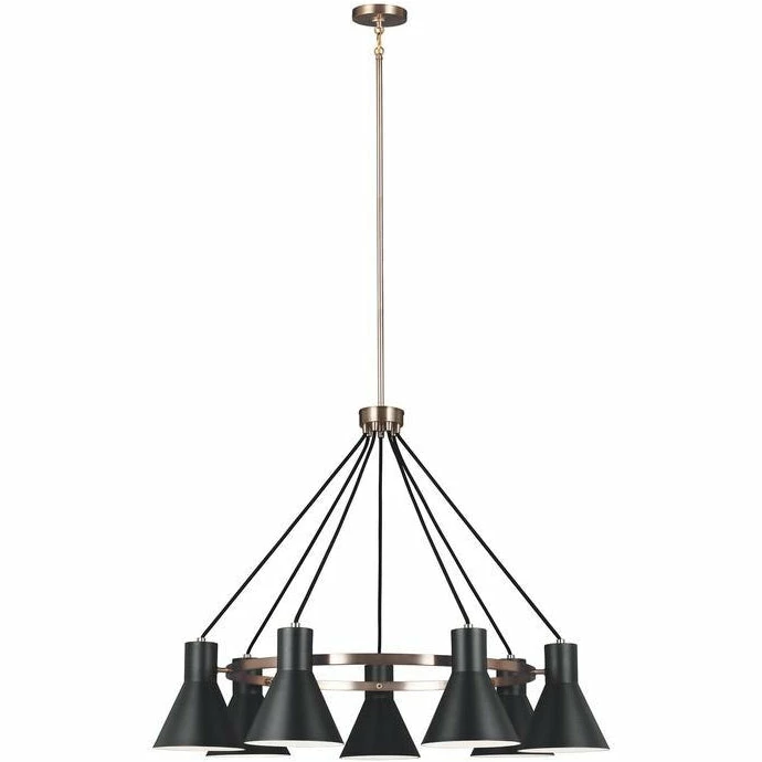 Generation Lighting Towner 7-Light Chandelier | Satin Bronze/Black Pendants