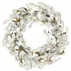 Select Artificials Greenery Flocked Cotton & Pod Wreath