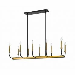 Z-lite Pendants Haylie 10-Light Linear Chandelier | Matte Black + Olde Brass