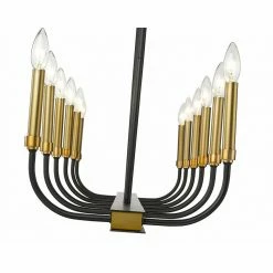 Z-lite Haylie 12-Light Linear Chandelier | Matte Black + Olde Brass