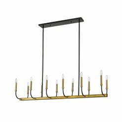 Z-lite Haylie 12-Light Linear Chandelier | Matte Black + Olde Brass