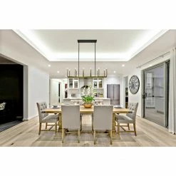 Z-lite Haylie 12-Light Linear Chandelier | Matte Black + Olde Brass