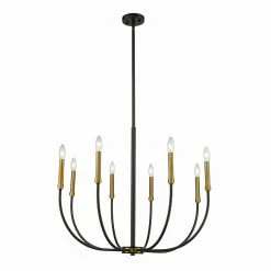 Z-lite Haylie 8 Light Chandelier - 32.5" | Matte Black + Olde Brass Lighting
