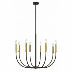 Z-lite Haylie 8 Light Chandelier - 32.5" | Matte Black + Olde Brass Lighting
