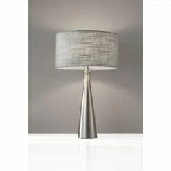 Adesso Lacey Table Lamp | Brushed Steel/Grey Lighting