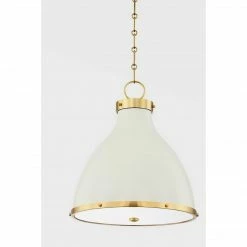 HVL - Hudson Valley Lighting Painted III Pendant | Large Brass/Off-White