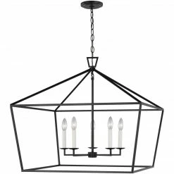 Generation Lighting Dianna 5-Light Pendant | Wide Midnight Black
