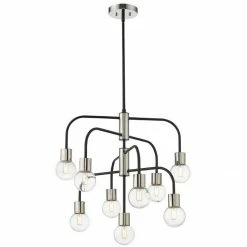 Z-lite Neutra 9-Light Chandelier | Polished Nickel Lighting