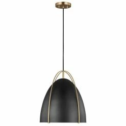Generation Lighting Norman Pendant | Satin Brass/Black