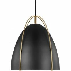 Generation Lighting Norman Pendant | Satin Brass/Black