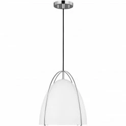 Generation Lighting Norman Pendant | Chrome/White