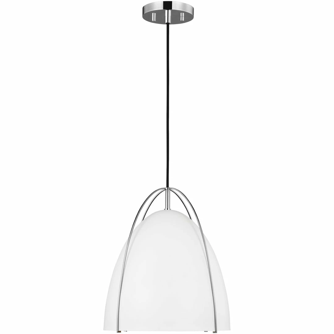 Generation Lighting Norman Pendant | Chrome/White