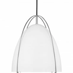 Generation Lighting Norman Pendant | Chrome/White