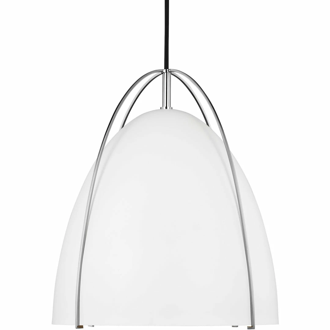 Generation Lighting Norman Pendant | Chrome/White
