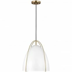 Generation Lighting Norman Pendant | Satin Brass/White