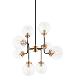 Matteo Lighting Pendants Particles 8-Light Pendant | Aged Gold/Clear