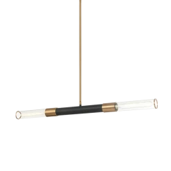 Matteo Lighting Tubo 2-Light Pendant | Aged Gold Brass