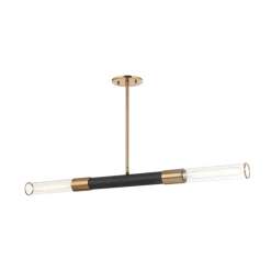 Matteo Lighting Tubo 2-Light Pendant | Aged Gold Brass