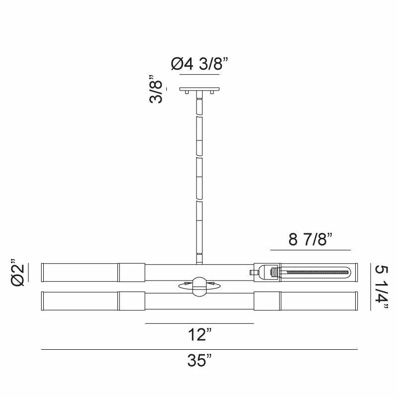 Matteo Lighting Tubo 4-Light Pendant | Matte Black