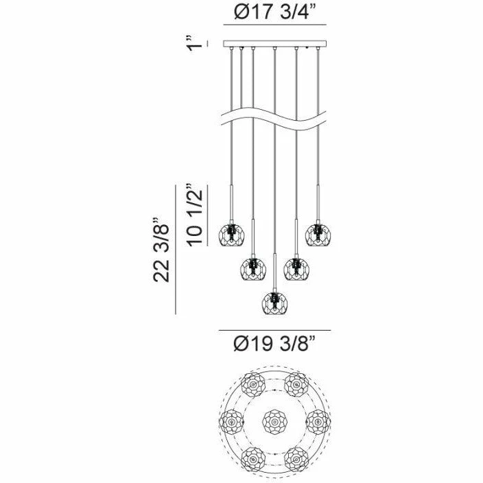 Matteo Lighting Rosa 7-Light Pendant | Aged Gold Brass