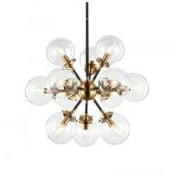 Matteo Lighting Pendants Soleil 12-Light Chandelier | Aged Gold/Clear