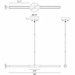 Matteo Lighting Lineare 2-Light LED Pendant | Black/Chrome