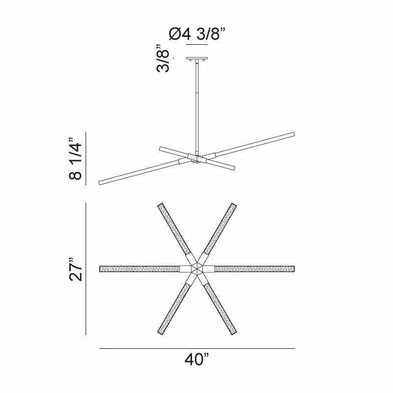 Matteo Lighting Asterisk 40" LED Pendant | Matte Black