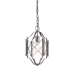 Matteo Lighting Asher 9.88" Mod Pendant | Rusty Steel And A Wood Grain Finish