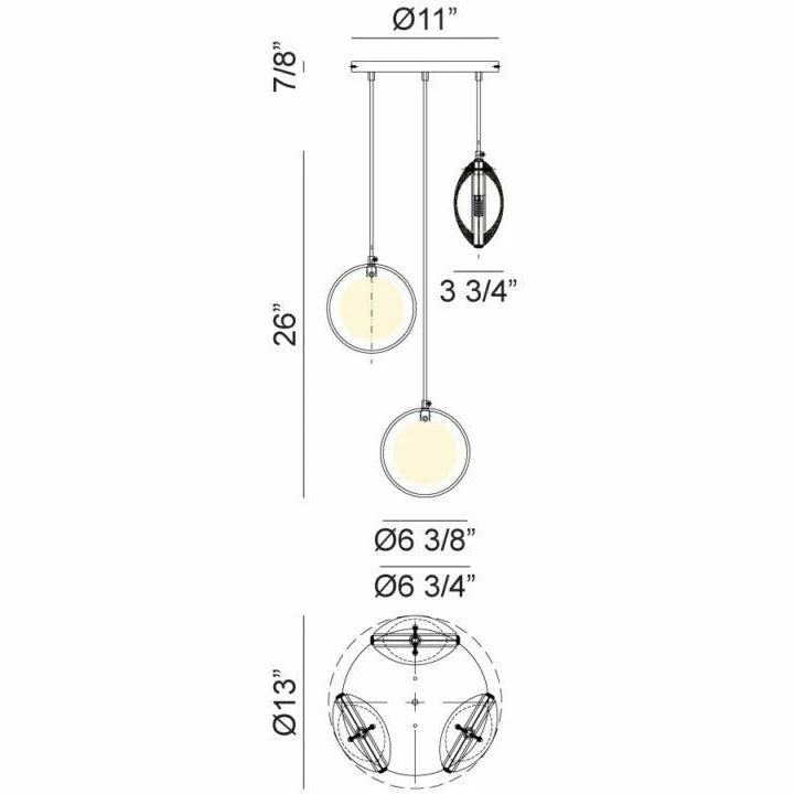 Matteo Lighting Chatoyant 3-Light Pendant | Matte Black