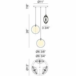 Matteo Lighting Chatoyant 3-Light Pendant | Aged Gold Brass