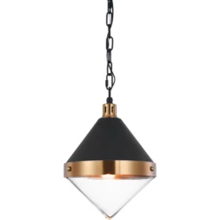 Matteo Lighting Sphericon 1-Light Pendant | Aged Gold/Clear Pendants