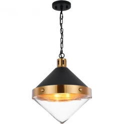 Matteo Lighting Sphericon 3-Light Pendant | Aged Gold/Clear Pendants