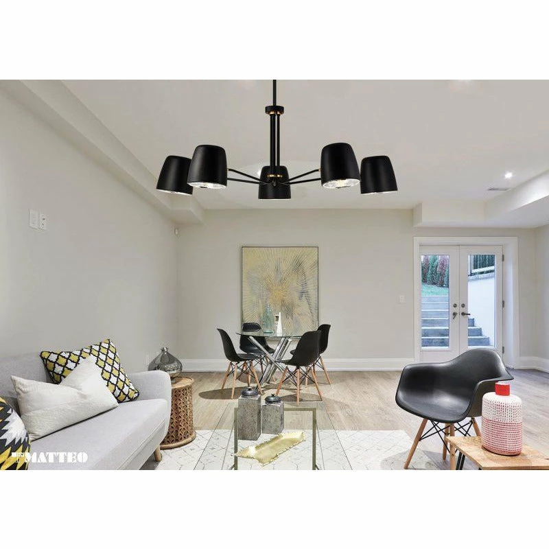 Matteo Lighting Luca 5-Light Pendant | Black