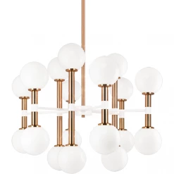 Matteo Lighting Stellar 18-Light Pendant | Aged Gold/Opal Glass Medium